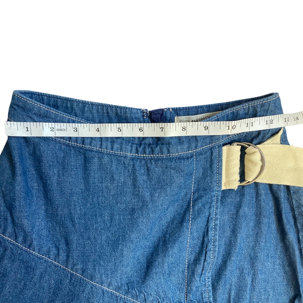 Anthropologie: Denim Wrap Asymmetrical Hem Skirt | Sz 2 - Picture 4 of 8